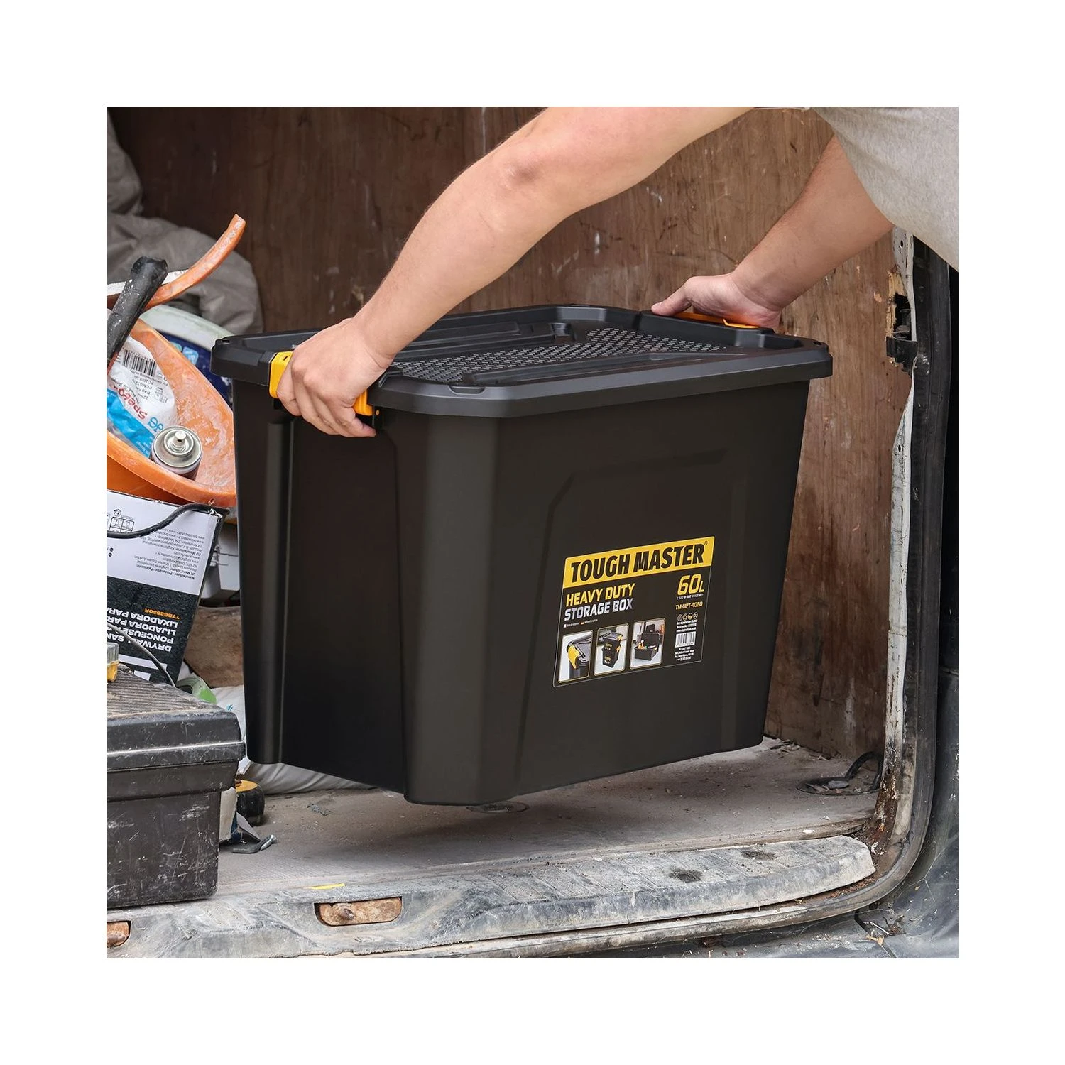 TOUGH MASTER® Storage Box Heavy Duty Stackable Plastic Box Chest Organiser For Tools, Toys, Camping Gear - 60 Litres (TM-UPT-4060) 5 TOUGH MASTER® Storage Box Heavy Duty Stackable Plastic Box Chest Organiser For Tools, Toys, Camping Gear - 60 Litres (TM-UPT-4060) - Image 5