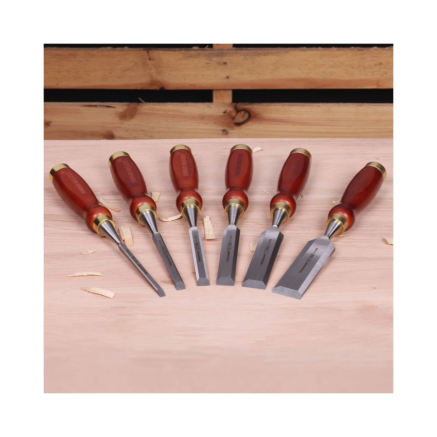 TOUGH MASTER® 6 Piece Wood Chisel Set Wood Carving Chisel Set With Wooden Storage Case - 6 Pieces (TM-CS146W) 3 TOUGH MASTER® 6 Piece Wood Chisel Set Wood Carving Chisel Set With Wooden Storage Case - 6 Pieces (TM-CS146W) - Image 3