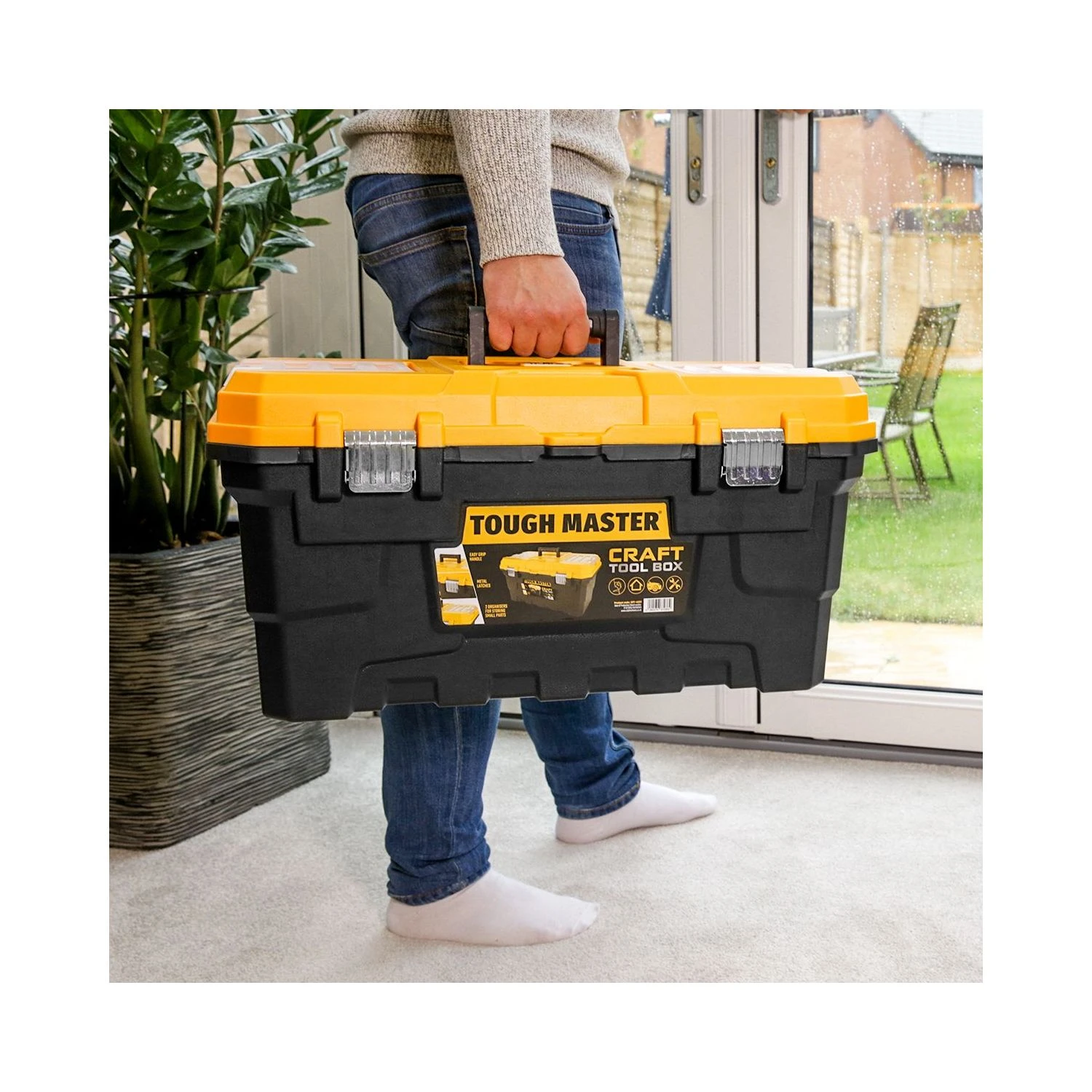 TOUGH MASTER® UPT-4032 22" Heavy Duty Plastic Craft Tool Box With Tray & Compartment Organiser 2 TOUGH MASTER® UPT-4032 22" Heavy Duty Plastic Craft Tool Box With Tray & Compartment Organiser - Image 2