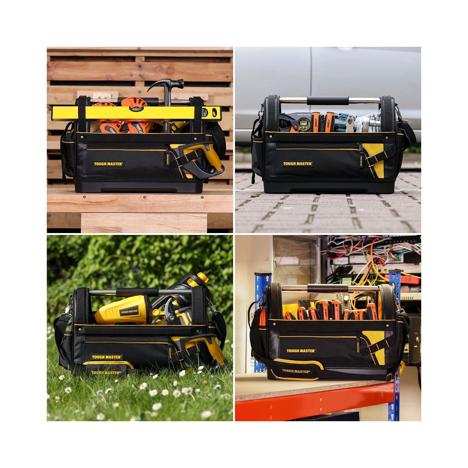 TOUGH MASTER® Open Tote Tool Bag Steel Handle 8 Pockets Hard Base With Shoulder Strap - 18 Inches (TM-TB18) 3 TOUGH MASTER® Open Tote Tool Bag Steel Handle 8 Pockets Hard Base With Shoulder Strap - 18 Inches (TM-TB18) - Image 3