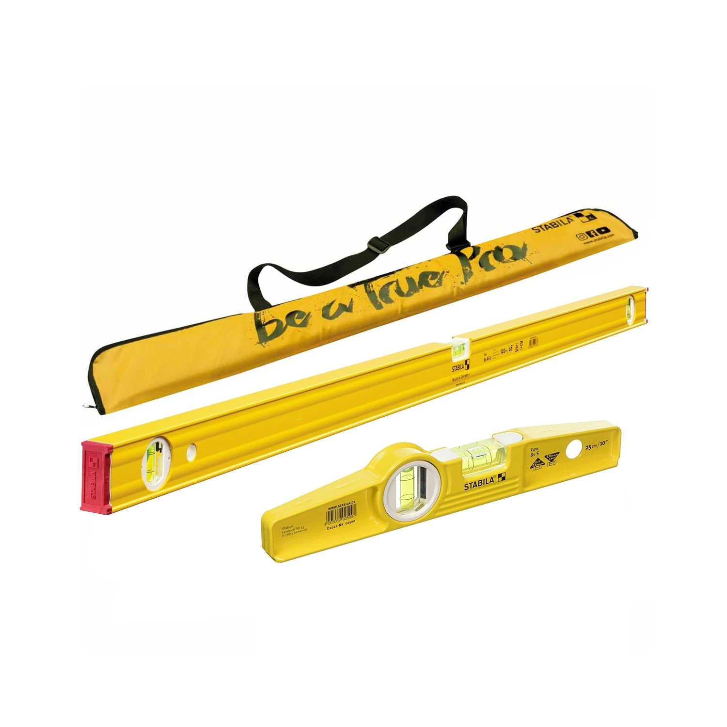 Stabila STB-H-0025 80 AS-2 120cm 3 Vial Spirit Level & 81S 25cm Torpedo Level With Carry Bag 2 Stabila STB-H-0025 80 AS-2 120cm 3 Vial Spirit Level & 81S 25cm Torpedo Level With Carry Bag - Image 2