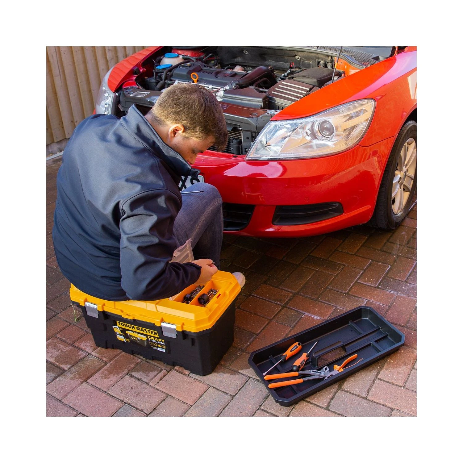 TOUGH MASTER® UPT-4032 22" Heavy Duty Plastic Craft Tool Box With Tray & Compartment Organiser 3 TOUGH MASTER® UPT-4032 22" Heavy Duty Plastic Craft Tool Box With Tray & Compartment Organiser - Image 3