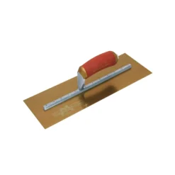 Marshalltown MPB165GSD Pre-Worn PermaShape Finishing Gold Stainless Steel Trowel With DuraSoft Handle - 16 X 5in