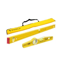 Stabila STB-H-0025 80 AS-2 120cm 3 Vial Spirit Level & 81S 25cm Torpedo Level With Carry Bag