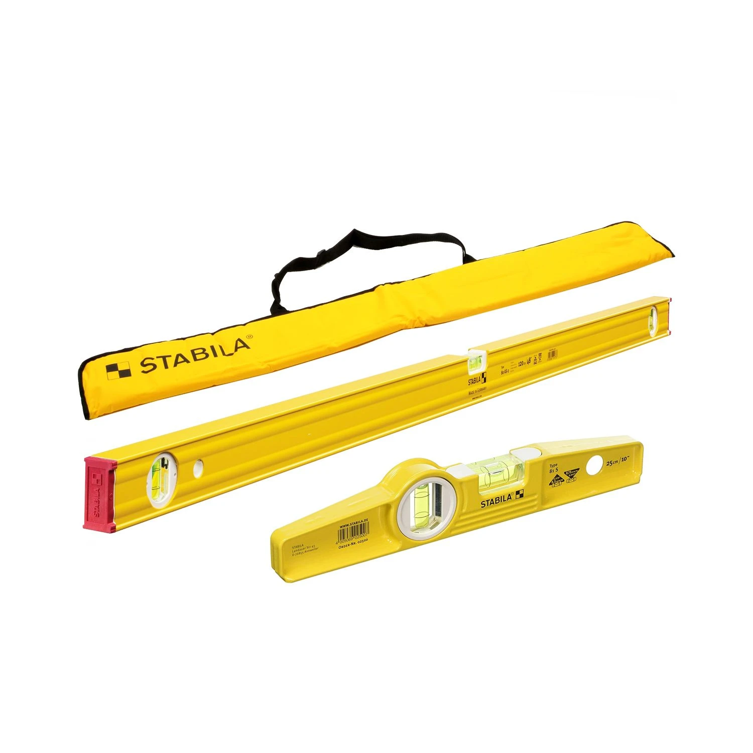 Stabila STB-H-0025 80 AS-2 120cm 3 Vial Spirit Level & 81S 25cm Torpedo Level With Carry Bag 1 Stabila STB-H-0025 80 AS-2 120cm 3 Vial Spirit Level & 81S 25cm Torpedo Level With Carry Bag