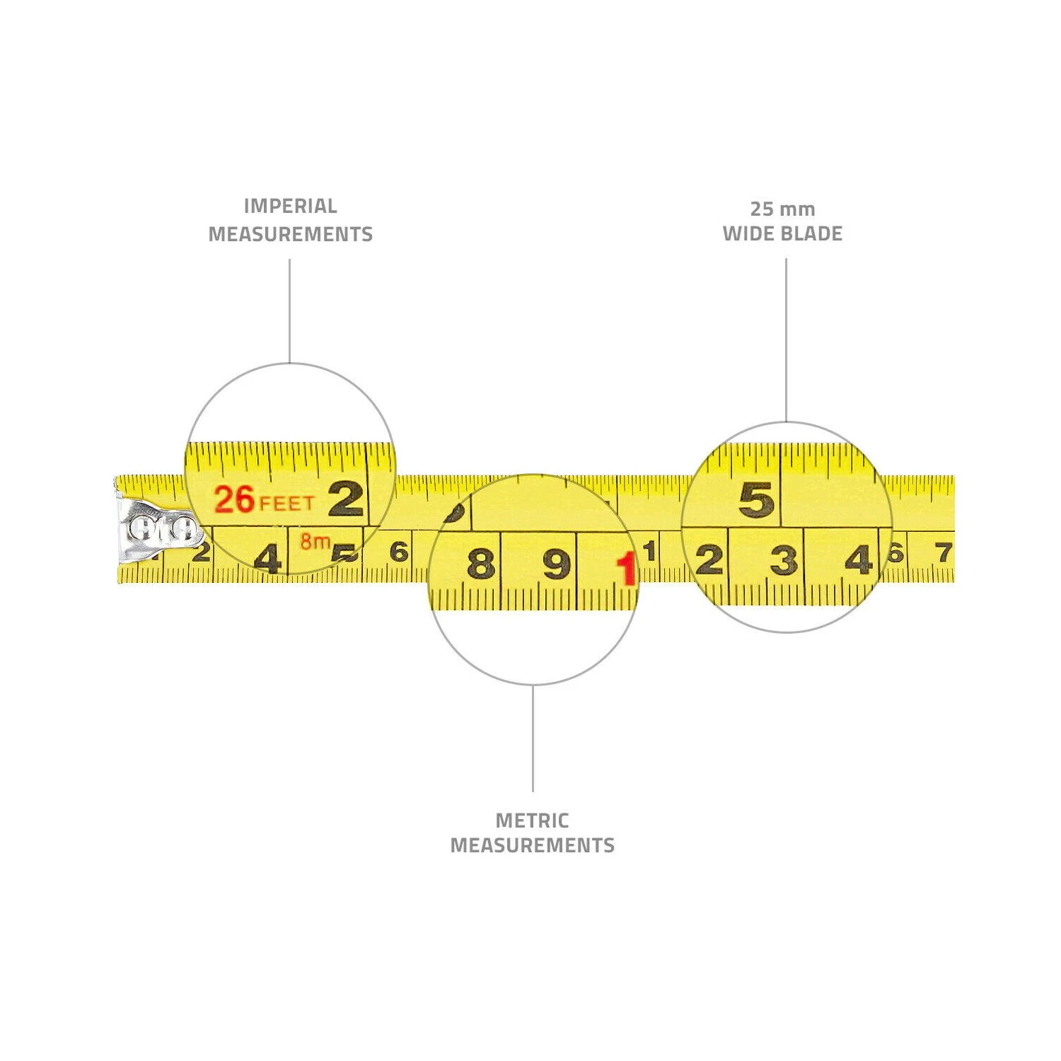 TOUGH MASTER 8m/26ft Tape Measure 25mm Wide Pack Of 2 13 TOUGH MASTER 8m/26ft Tape Measure 25mm Wide Pack Of 2 - Image 13