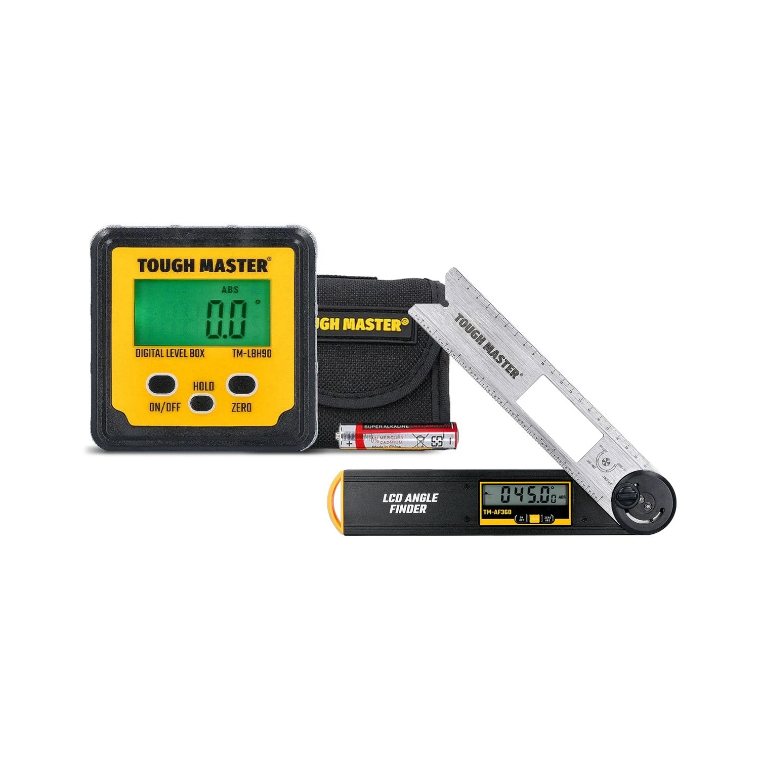 TOUGH MASTER® 3-in-1 Digital Angle Finder Spirit Level Angle Measurer & 3v Battery + Digital Level Box 1 TOUGH MASTER® 3-in-1 Digital Angle Finder Spirit Level Angle Measurer & 3v Battery + Digital Level Box