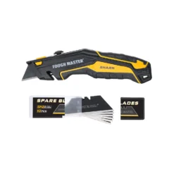 TOUGH MASTER® Retractable Utility Knife Retractable Trimming Utility Knife With 4 SK2 Blades & 10 Piece Extra Utility Knife Blades