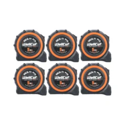 Wellcut 5M/16ft Pocket Tape Measure With Magnetic Hook, Anti-Impact 25mm Wide - Pack Of 6