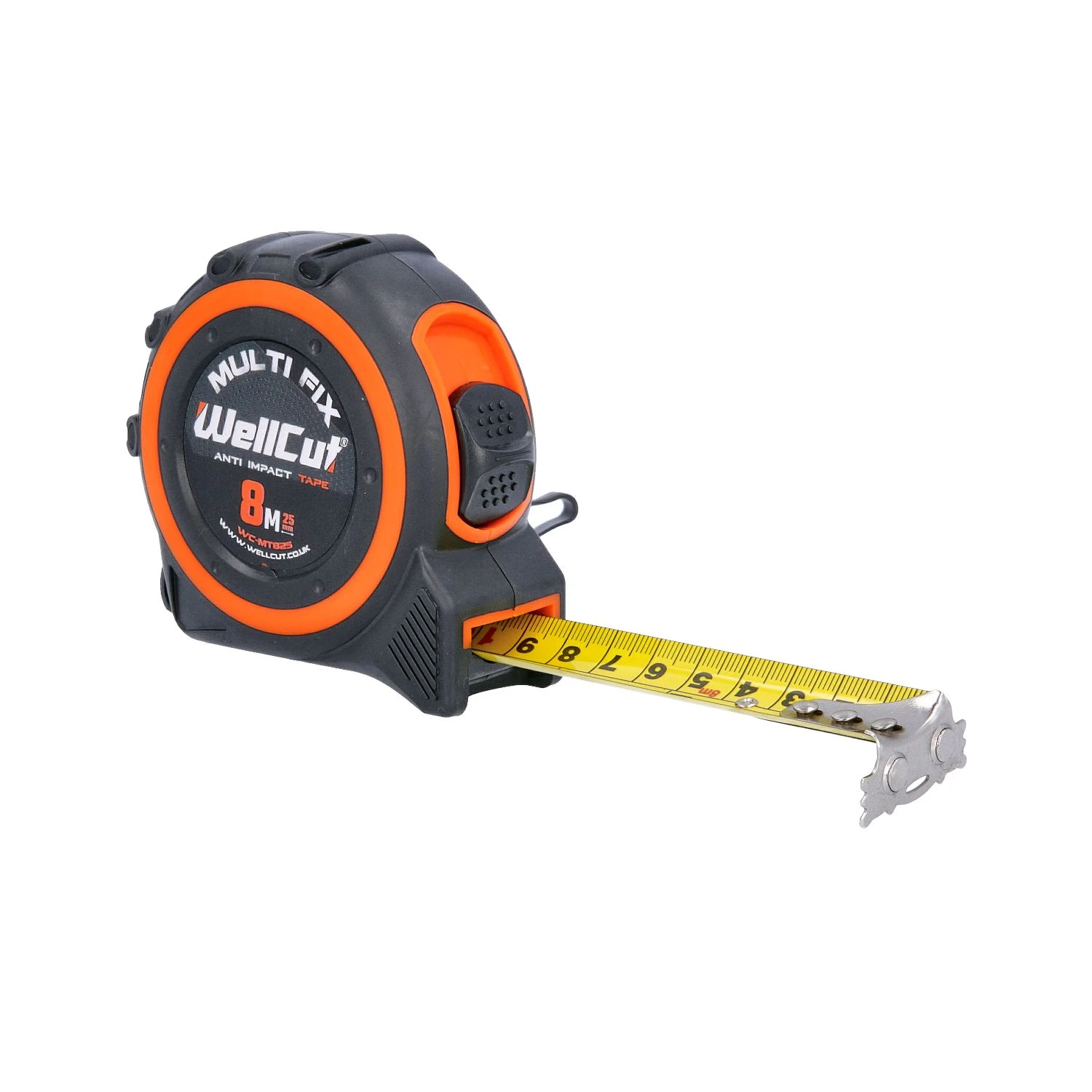 Wellcut 8M/26ft Pocket Tape Measure With Magnetic Hook, Anti-Impact 25mm Wide 5 Wellcut 8M/26ft Pocket Tape Measure With Magnetic Hook, Anti-Impact 25mm Wide - Image 5